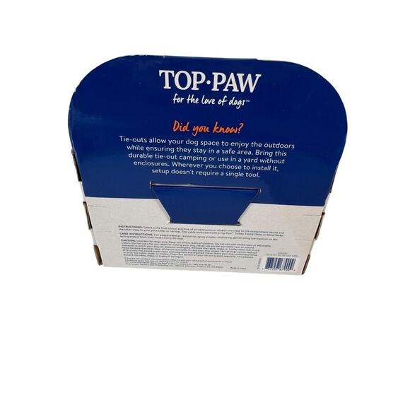 Top Paw 20FT Tie-Out For Dogs Up To 100lbs Size Large NEW - Picture 2 of 3